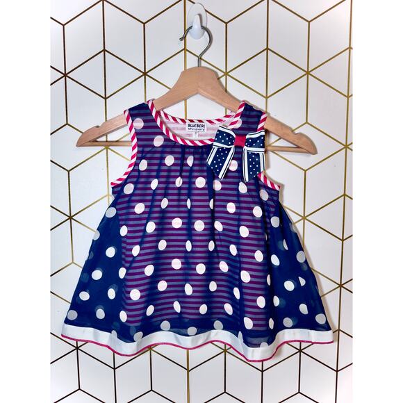 Blueberi Boulevard Girls Dress Size 5 Navy Polka Dot Sleeveless Bow - Picture 1 of 4